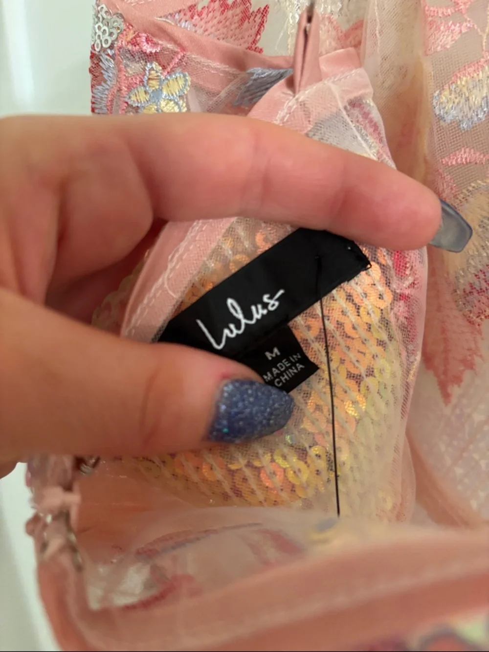 Lulu's Pink Sequin Floral Midi Slip Dress - Picture 4 of 6